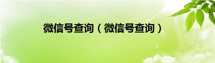 微信号查询（微信号查询）