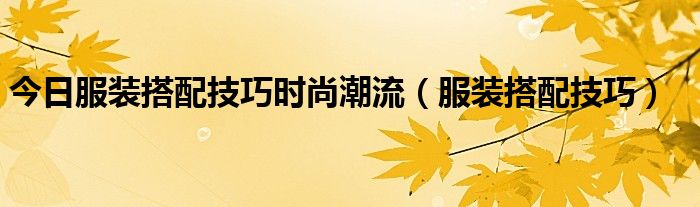 今日服装搭配技巧时尚潮流（服装搭配技巧）