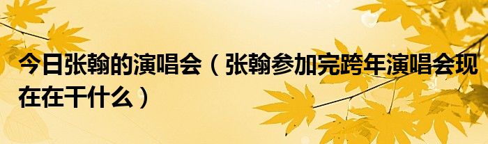 今日张翰的演唱会（张翰参加完跨年演唱会现在在干什么）