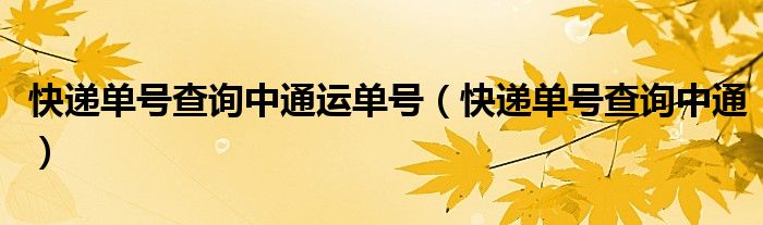 快递单号查询中通运单号（快递单号查询中通）