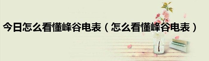 今日怎么看懂峰谷电表（怎么看懂峰谷电表）