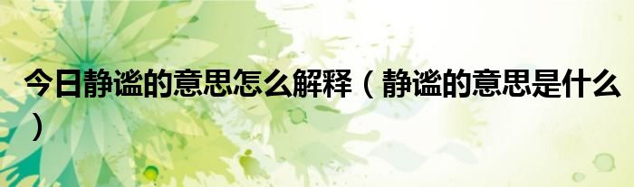 今日静谧的意思怎么解释（静谧的意思是什么）