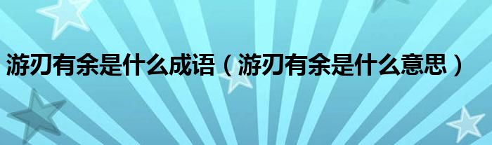 游刃有余是什么成语（游刃有余是什么意思）