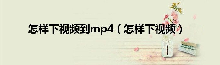 怎样下视频到mp4（怎样下视频）