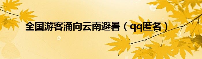 全国游客涌向云南避暑（qq匿名）