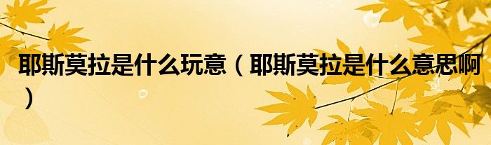 耶斯莫拉是什么玩意（耶斯莫拉是什么意思啊）
