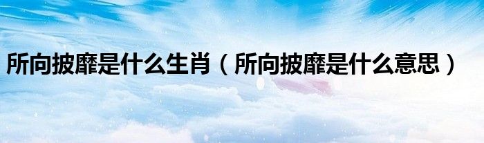 所向披靡是什么生肖（所向披靡是什么意思）