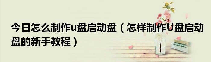 今日怎么制作u盘启动盘（怎样制作U盘启动盘的新手教程）