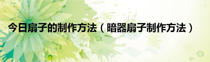 今日扇子的制作方法（暗器扇子制作方法）