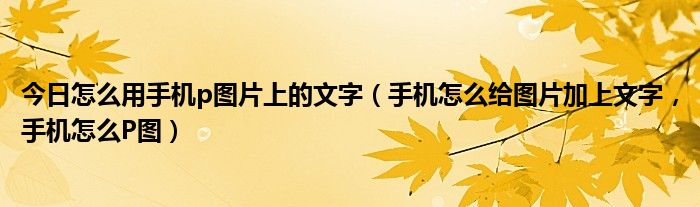 今日怎么用手机p图片上的文字（手机怎么给图片加上文字，手机怎么P图）