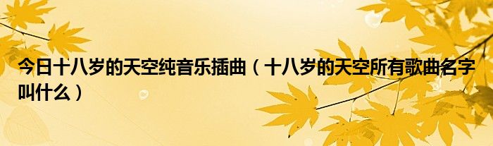 今日十八岁的天空纯音乐插曲（十八岁的天空所有歌曲名字叫什么）