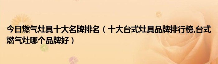 今日燃气灶具十大名牌排名（十大台式灶具品牌排行榜,台式燃气灶哪个品牌好）
