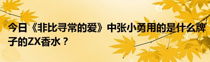 今日《非比寻常的爱》中张小勇用的是什么牌子的ZX香水？