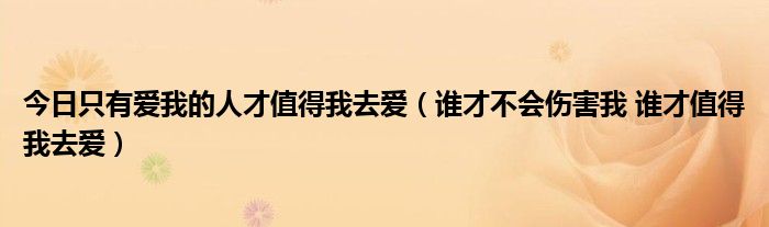 今日只有爱我的人才值得我去爱（谁才不会伤害我 谁才值得我去爱）