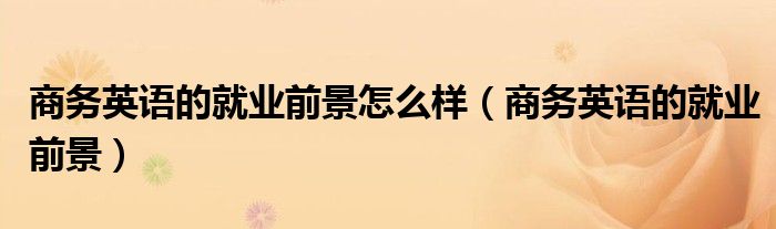 商务英语的就业前景怎么样（商务英语的就业前景）
