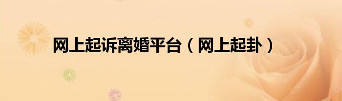 网上起诉离婚平台（网上起卦）