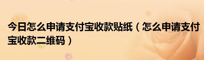 今日怎么申请支付宝收款贴纸（怎么申请支付宝收款二维码）