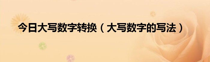 今日大写数字转换（大写数字的写法）