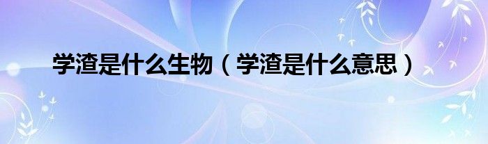 学渣是什么生物（学渣是什么意思）