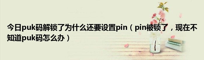 今日puk码解锁了为什么还要设置pin（pin被锁了，现在不知道puk码怎么办）