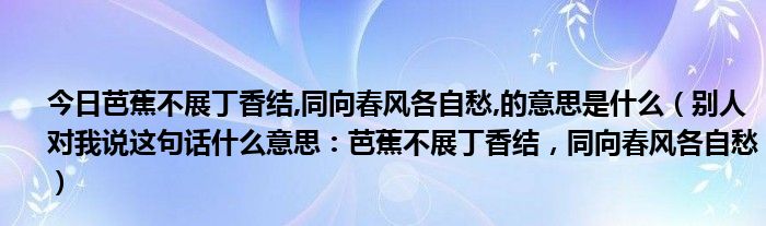 今日芭蕉不展丁香结,同向春风各自愁,的意思是什么（别人对我说这句话什么意思：芭蕉不展丁香结，同向春风各自愁）