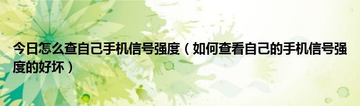 今日怎么查自己手机信号强度（如何查看自己的手机信号强度的好坏）