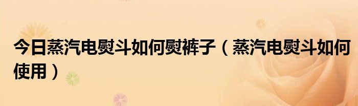 今日蒸汽电熨斗如何熨裤子（蒸汽电熨斗如何使用）