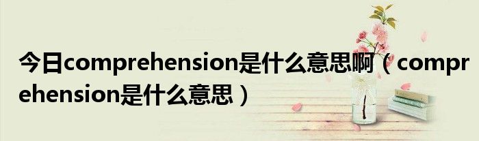 今日comprehension是什么意思啊（comprehension是什么意思）
