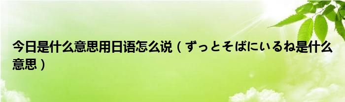 今日是什么意思用日语怎么说（ずっとそばにいるね是什么意思）