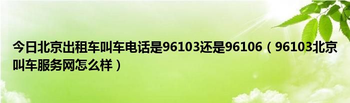 今日北京出租车叫车电话是96103还是96106（96103北京叫车服务网怎么样）