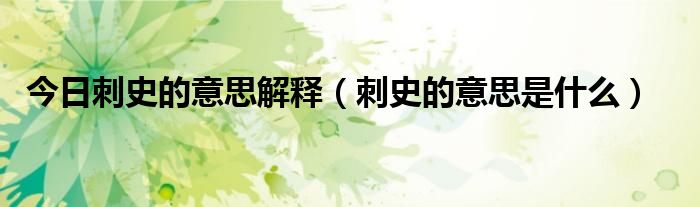 今日刺史的意思解释（刺史的意思是什么）