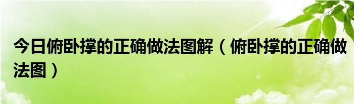 今日俯卧撑的正确做法图解（俯卧撑的正确做法图）