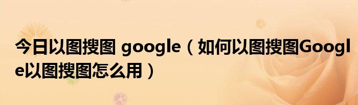 今日以图搜图 google（如何以图搜图Google以图搜图怎么用）