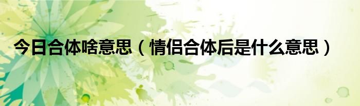 今日合体啥意思（情侣合体后是什么意思）