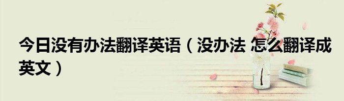 今日没有办法翻译英语（没办法 怎么翻译成英文）
