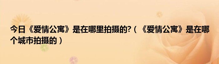 今日《爱情公寓》是在哪里拍摄的?（《爱情公寓》是在哪个城市拍摄的）