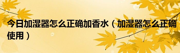 今日加湿器怎么正确加香水（加湿器怎么正确使用）