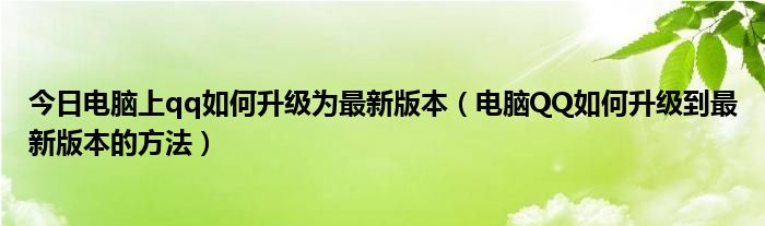 今日电脑上qq如何升级为最新版本（电脑QQ如何升级到最新版本的方法）