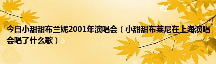今日小甜甜布兰妮2001年演唱会（小甜甜布莱尼在上海演唱会唱了什么歌）