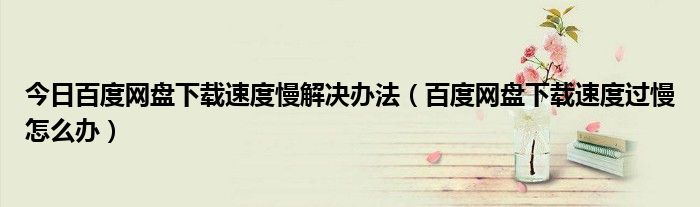 今日百度网盘下载速度慢解决办法（百度网盘下载速度过慢怎么办）