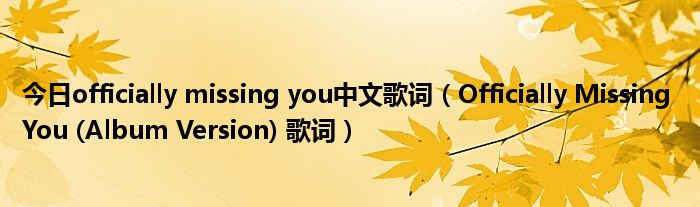 今日officially missing you中文歌词（Officially Missing You (Album Version) 歌词）
