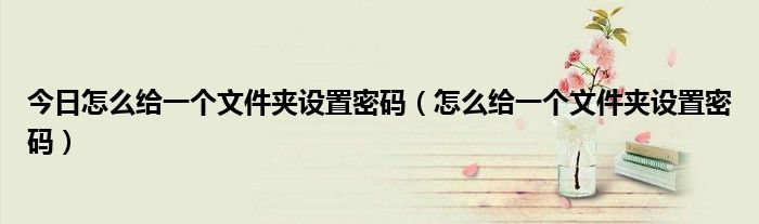 今日怎么给一个文件夹设置密码（怎么给一个文件夹设置密码）