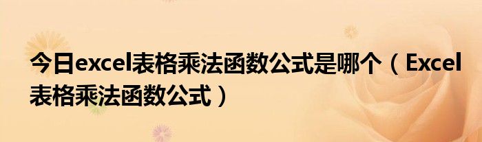 今日excel表格乘法函数公式是哪个（Excel表格乘法函数公式）