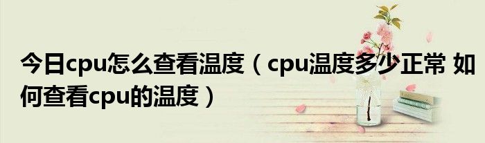 今日cpu怎么查看温度（cpu温度多少正常 如何查看cpu的温度）