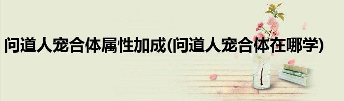 问道人宠合体属性加成(问道人宠合体在哪学)