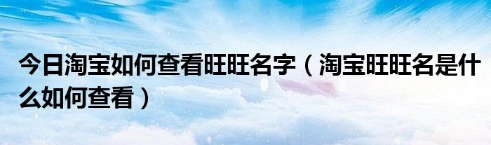今日淘宝如何查看旺旺名字（淘宝旺旺名是什么如何查看）