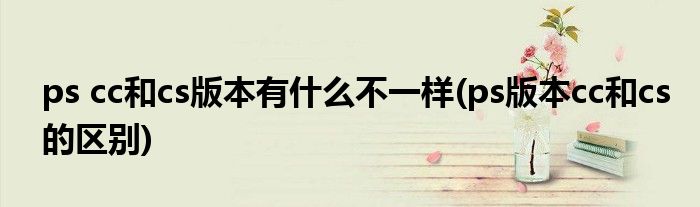 ps cc和cs版本有什么不一样(ps版本cc和cs的区别)
