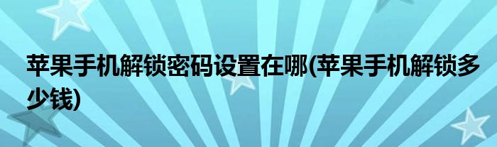 苹果手机解锁密码设置在哪(苹果手机解锁多少钱)