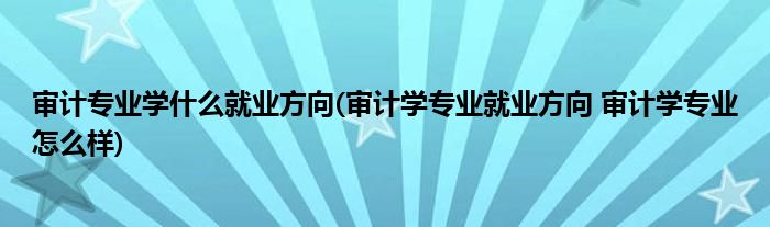 审计专业学什么就业方向(审计学专业就业方向 审计学专业怎么样)
