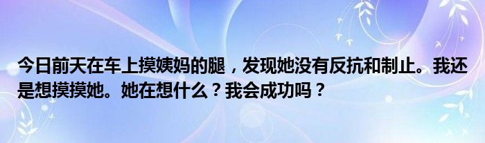 今日前天在车上摸姨妈的腿，发现她没有反抗和制止。我还是想摸摸她。她在想什么？我会成功吗？